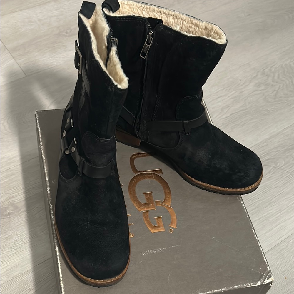 UGG Black Winter Boots Cozy Slip-On Style